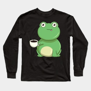 Funny frog is drinking a coffee Long Sleeve T-Shirt